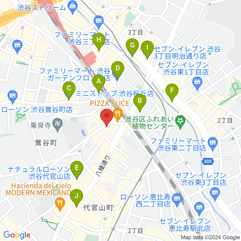 代官山スペースオッド周辺のコンビニエンスストア一覧地図