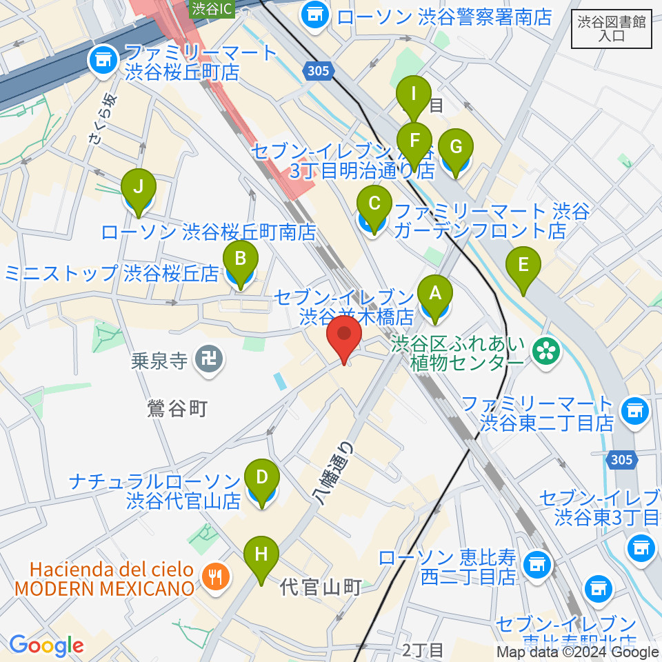 代官山スペースオッド周辺のコンビニエンスストア一覧地図