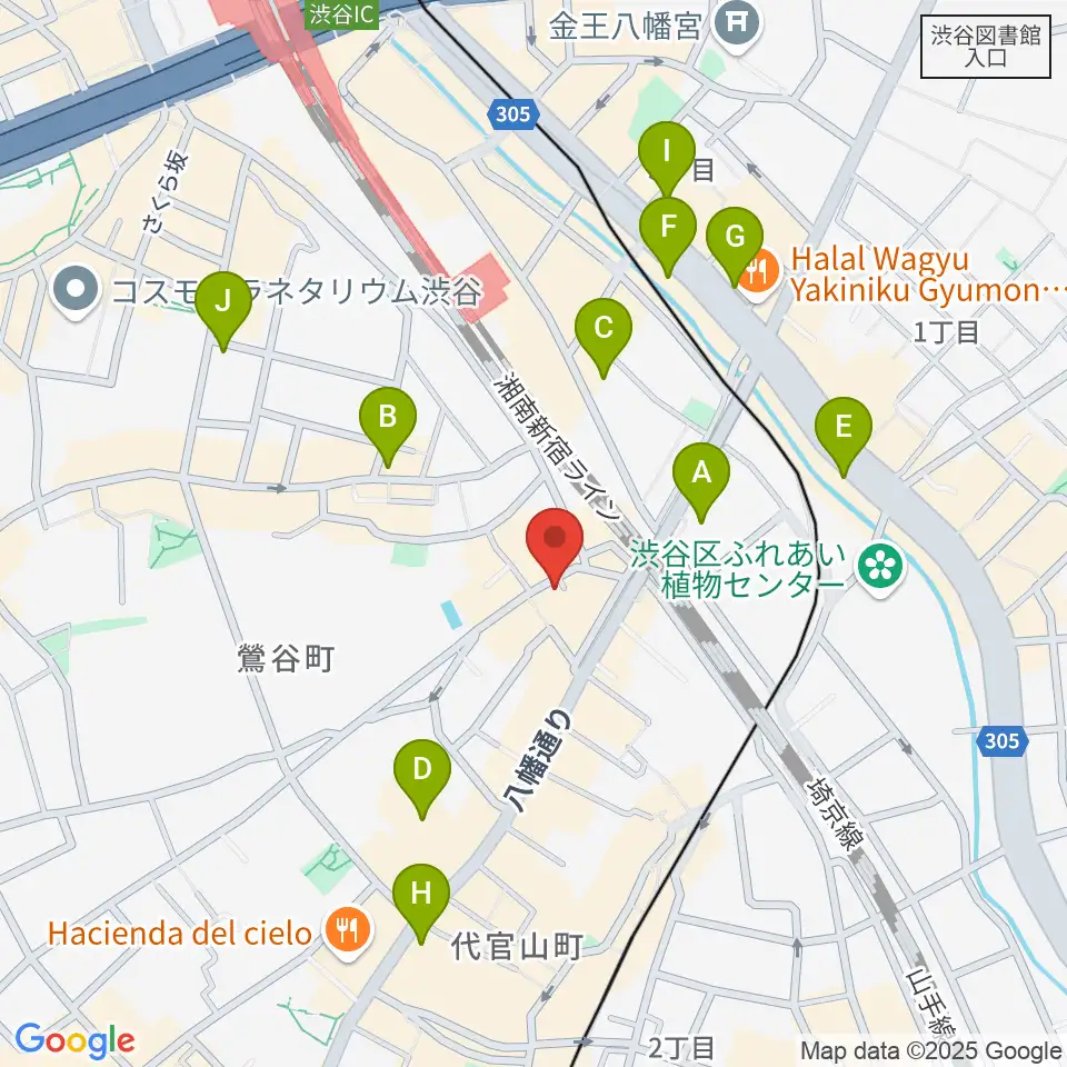 代官山スペースオッド周辺のコンビニエンスストア一覧地図