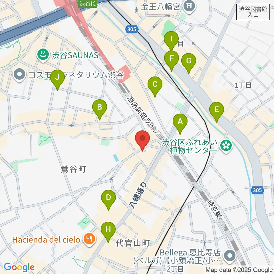 代官山スペースオッド周辺のコンビニエンスストア一覧地図