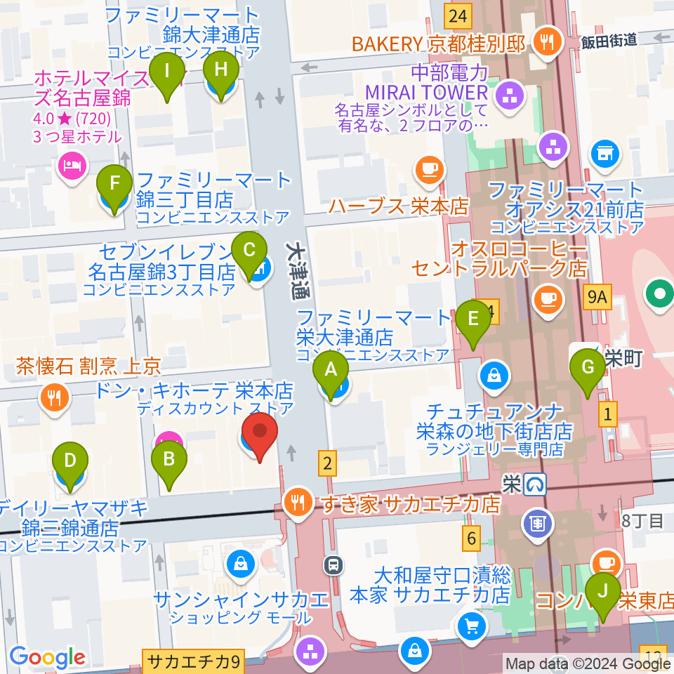 ORCA NAGOYA周辺のコンビニエンスストア一覧地図