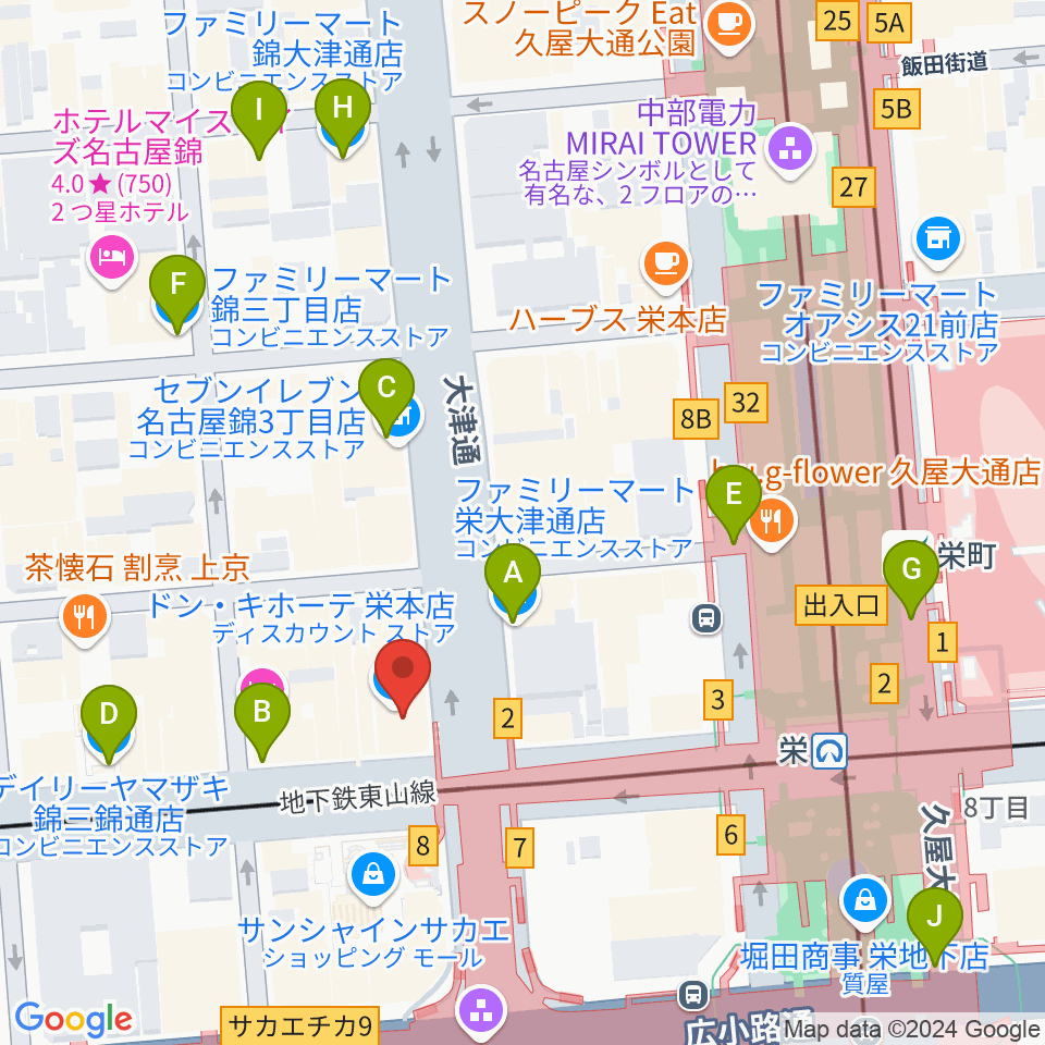 ORCA NAGOYA周辺のコンビニエンスストア一覧地図