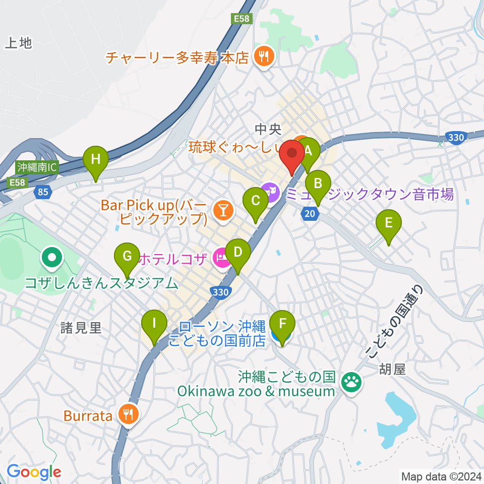 セブンスヘブンコザ周辺のコンビニエンスストア一覧地図