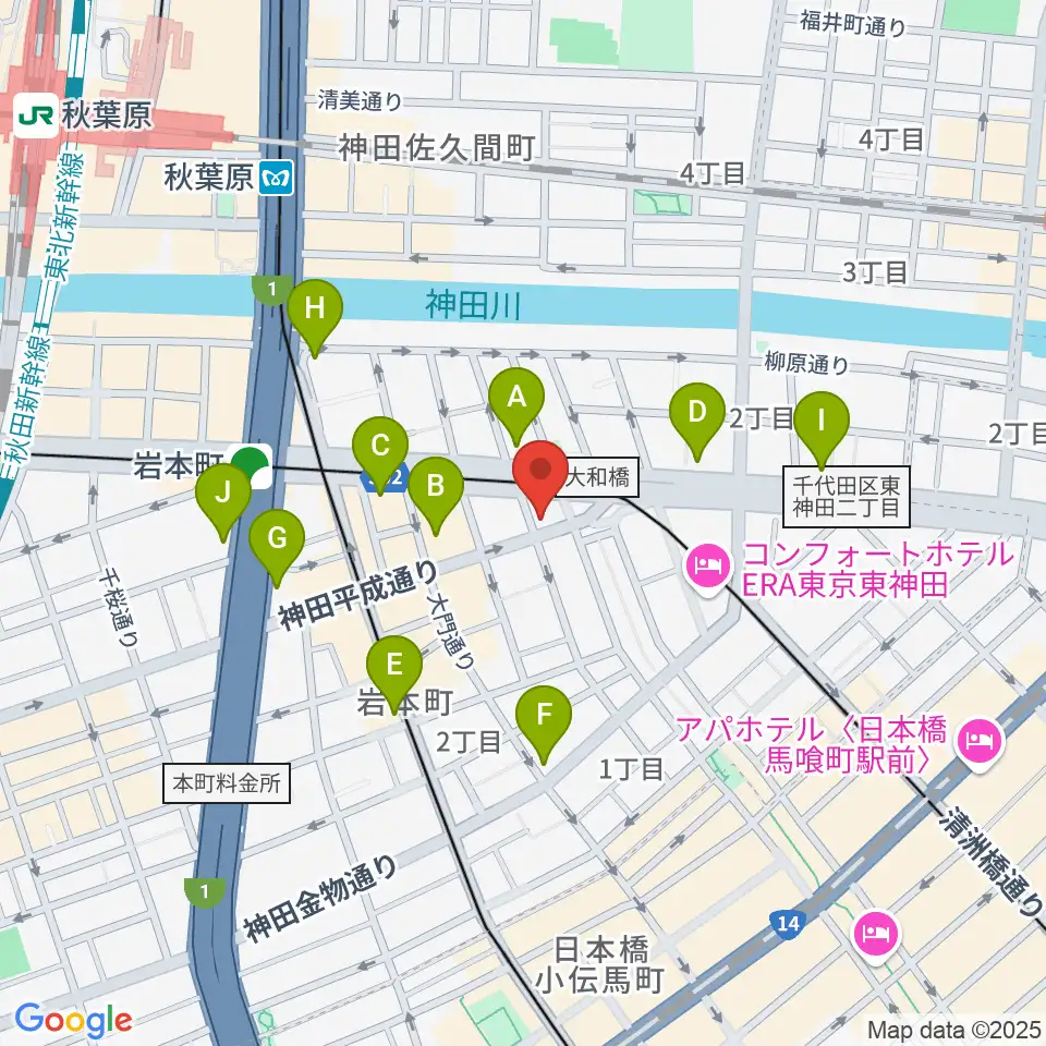 ヴィアクレモナ・ヴァイオリン工房周辺のコンビニエンスストア一覧地図