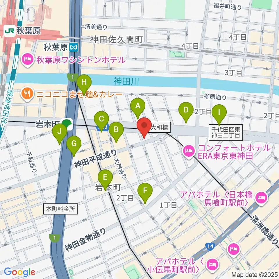 ヴィアクレモナ・ヴァイオリン工房周辺のコンビニエンスストア一覧地図