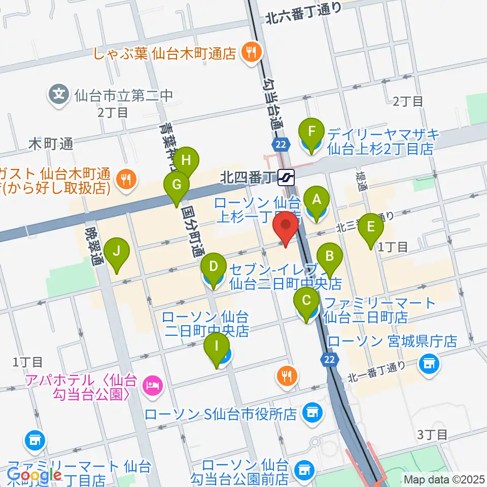 スタジオソルファ周辺のコンビニエンスストア一覧地図