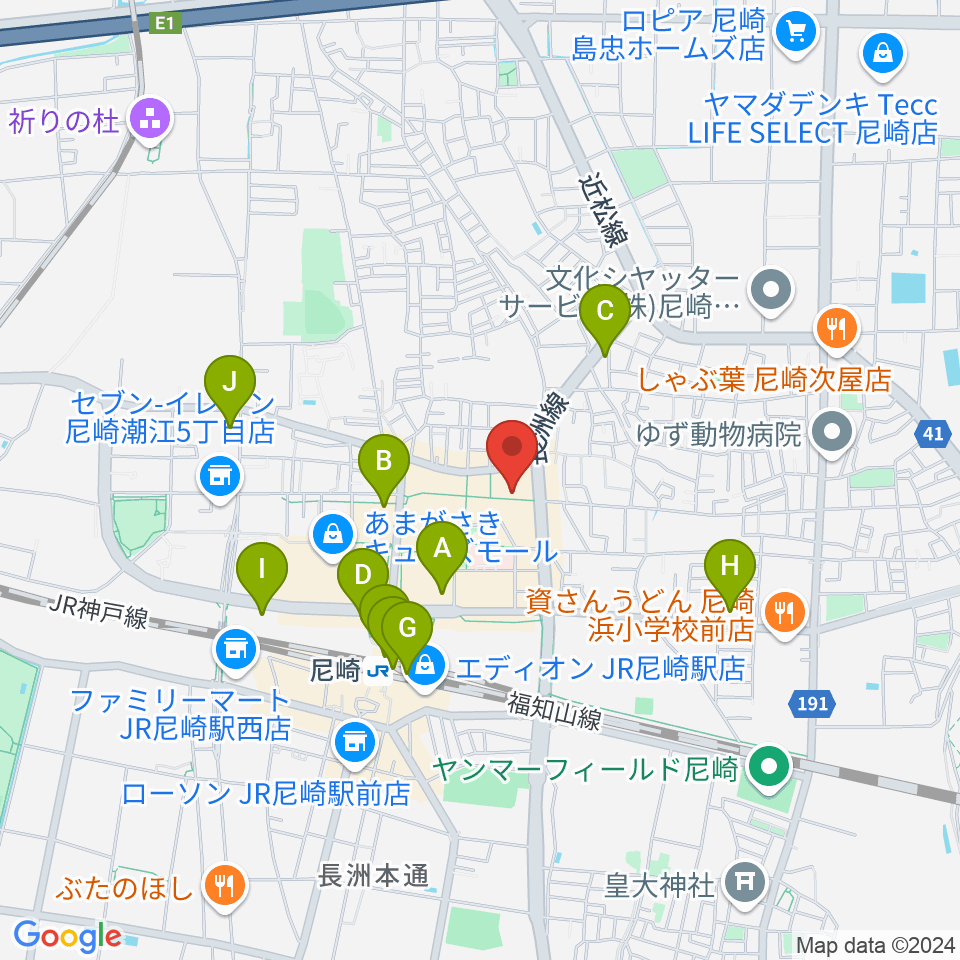 アール・エイチ・ワイ尼崎スタジオ周辺のコンビニエンスストア一覧地図