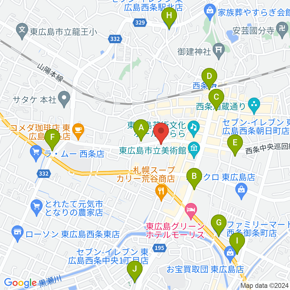 Music Pro Shopセッション西条駅前店周辺のコンビニエンスストア一覧地図