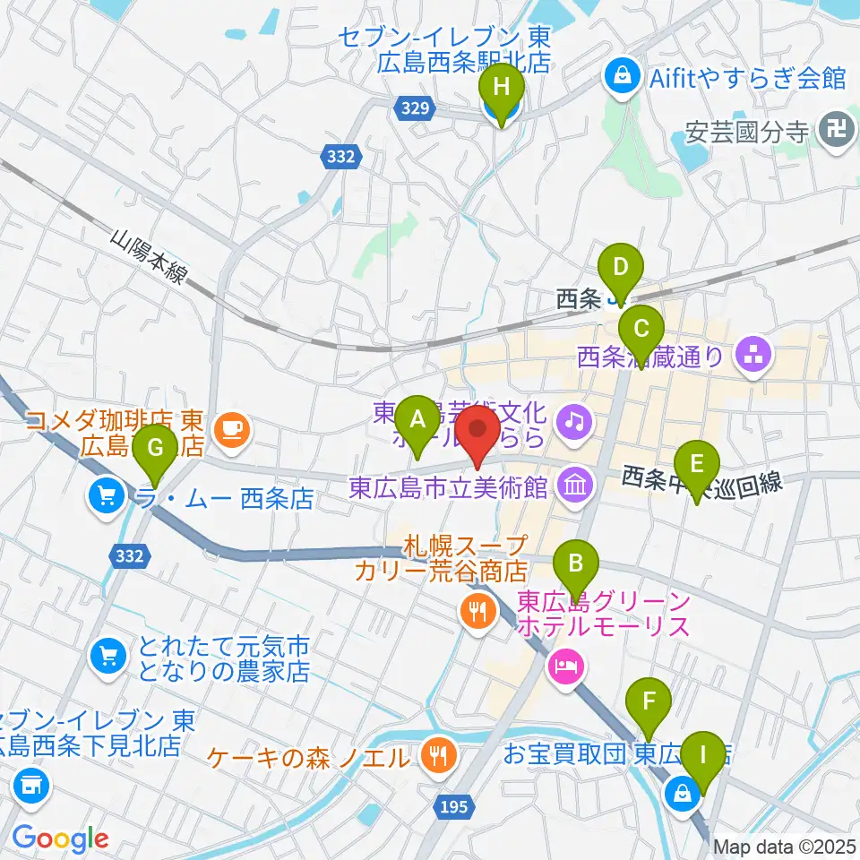 Music Pro Shopセッション西条駅前店周辺のコンビニエンスストア一覧地図