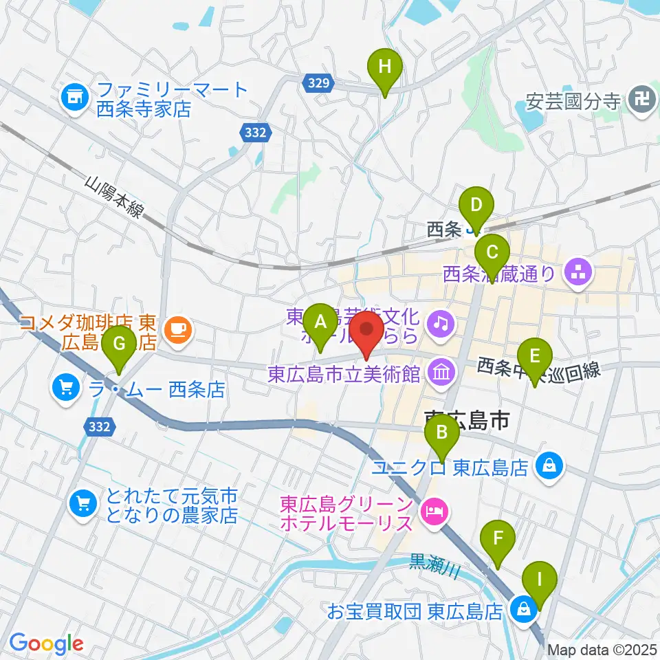 Music Pro Shopセッション西条駅前店周辺のコンビニエンスストア一覧地図