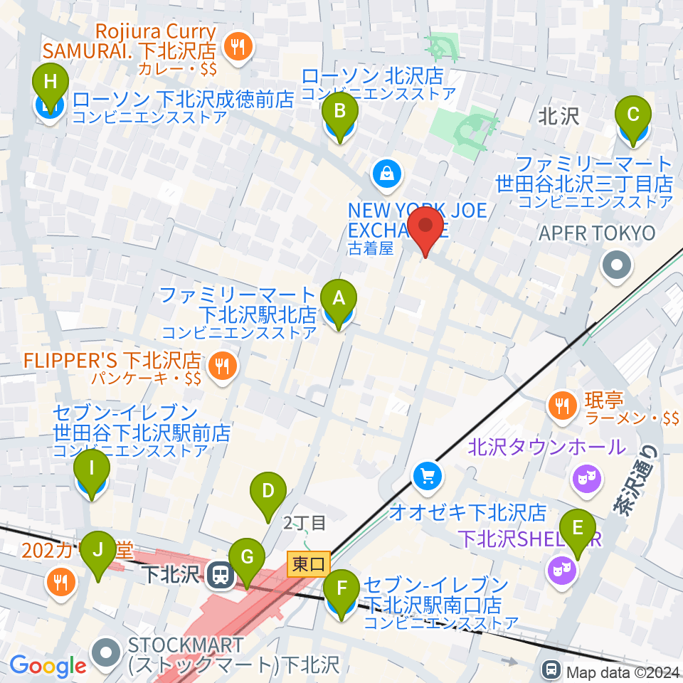 ピアノスタジオノア 下北沢店周辺のコンビニエンスストア一覧地図