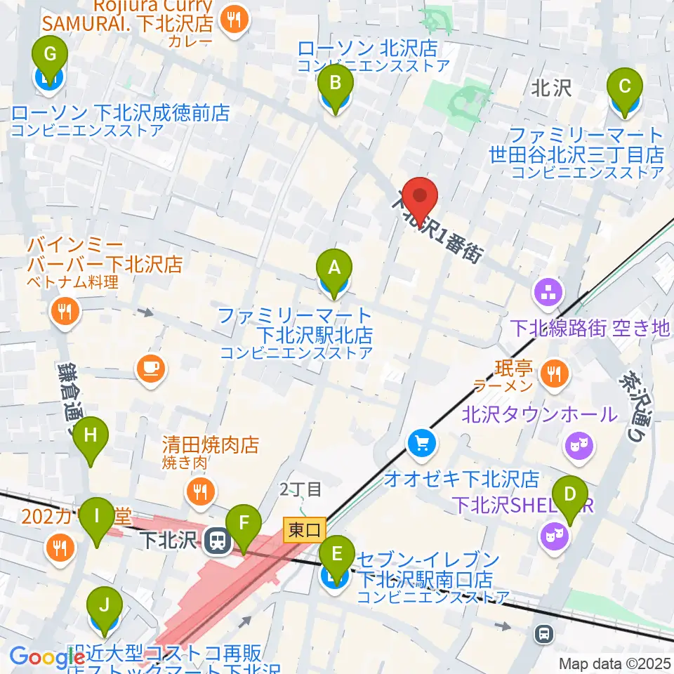 ピアノスタジオノア 下北沢店周辺のコンビニエンスストア一覧地図