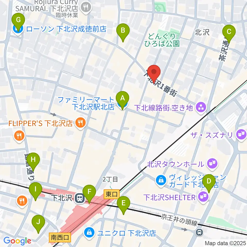 ピアノスタジオノア 下北沢店周辺のコンビニエンスストア一覧地図