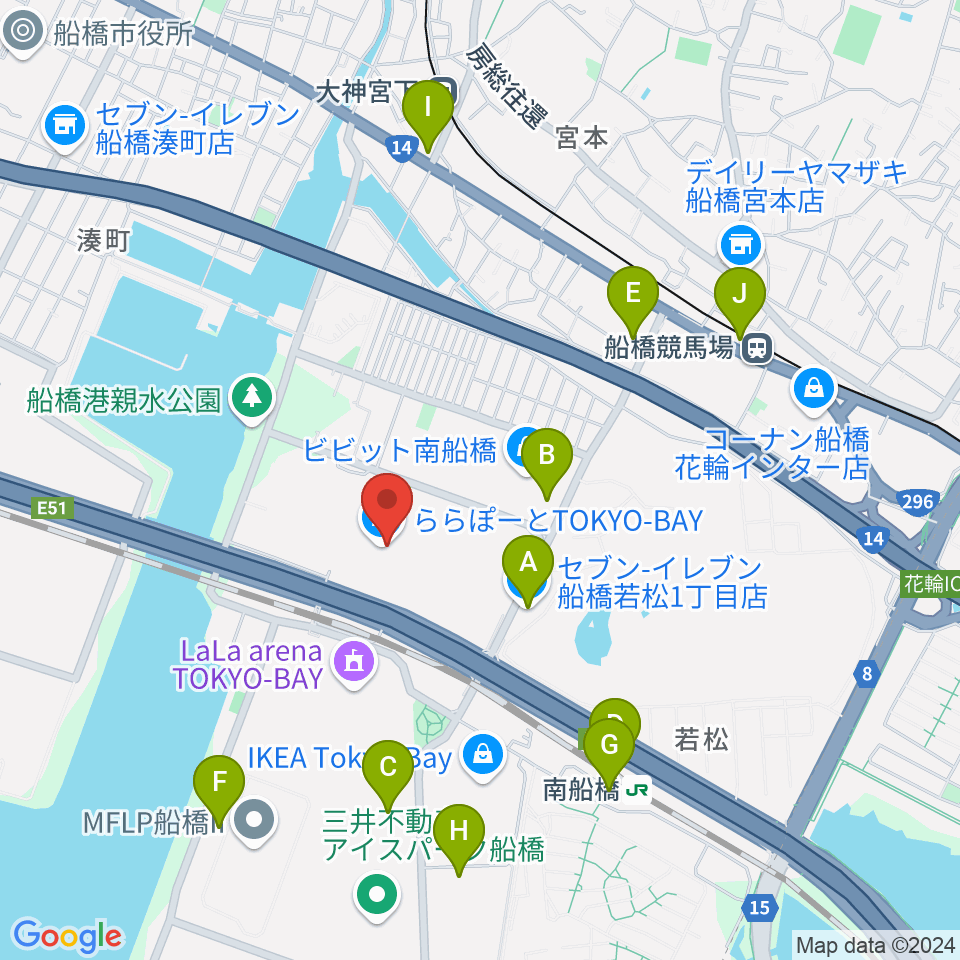 伊藤楽器 ららぽーとTOKYO-BAY店周辺のコンビニエンスストア一覧地図