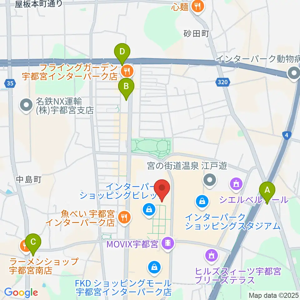 島村楽器 宇都宮インターパークビレッジ店周辺のコンビニエンスストア一覧地図