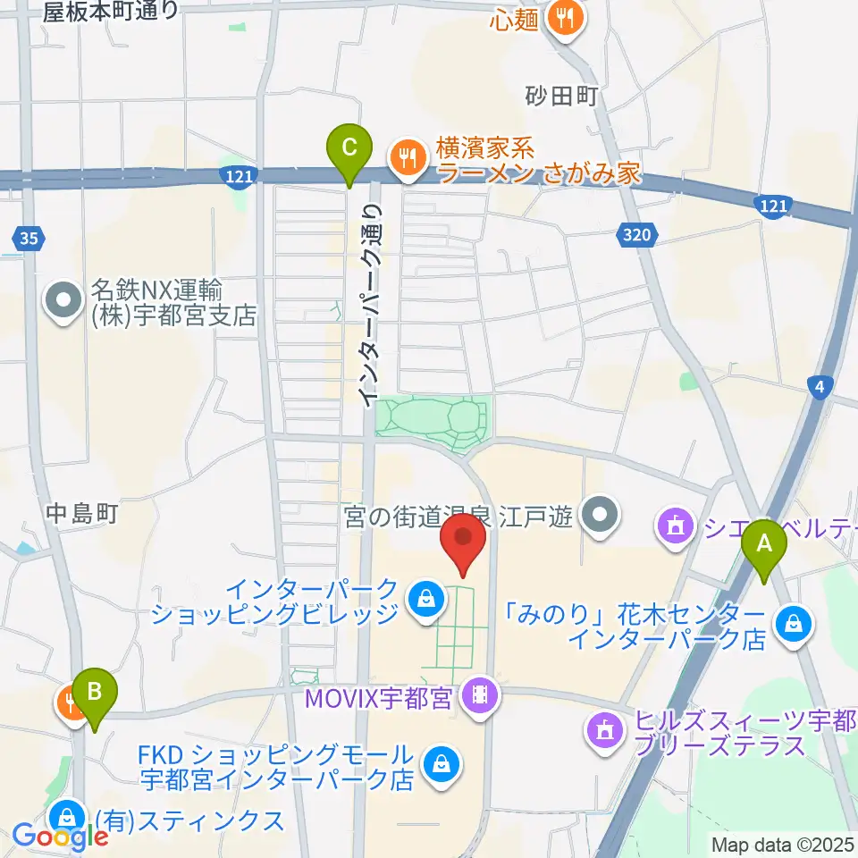 島村楽器 宇都宮インターパークビレッジ店周辺のコンビニエンスストア一覧地図