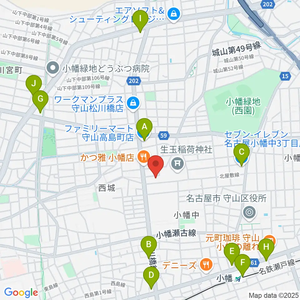 オットリーヤナカザワ周辺のコンビニエンスストア一覧地図