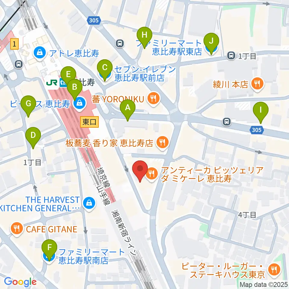 サウンドスタジオノア恵比寿周辺のコンビニエンスストア一覧地図