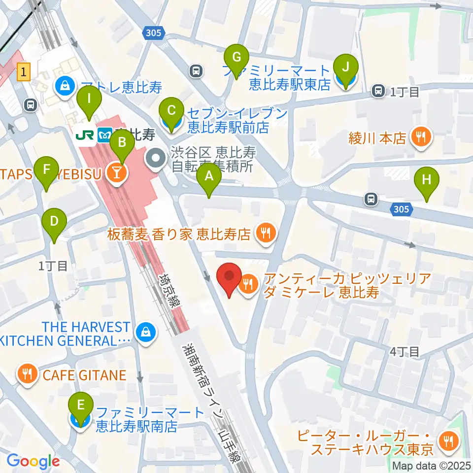 サウンドスタジオノア恵比寿周辺のコンビニエンスストア一覧地図