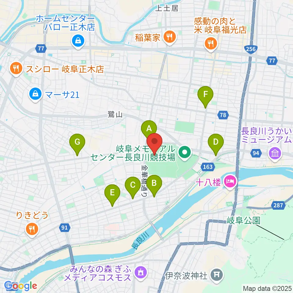岐阜メモリアルセンターで愛ドーム周辺のコンビニエンスストア一覧地図