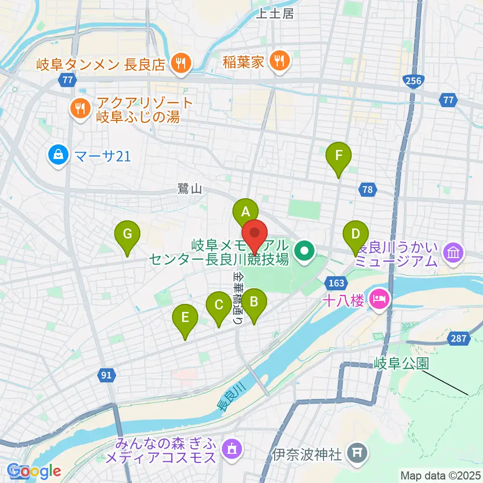 岐阜メモリアルセンターで愛ドーム周辺のコンビニエンスストア一覧地図