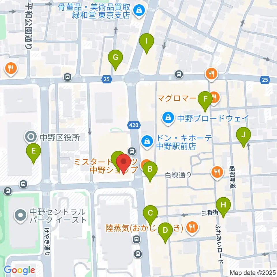 ディスクユニオン中野店周辺のコンビニエンスストア一覧地図