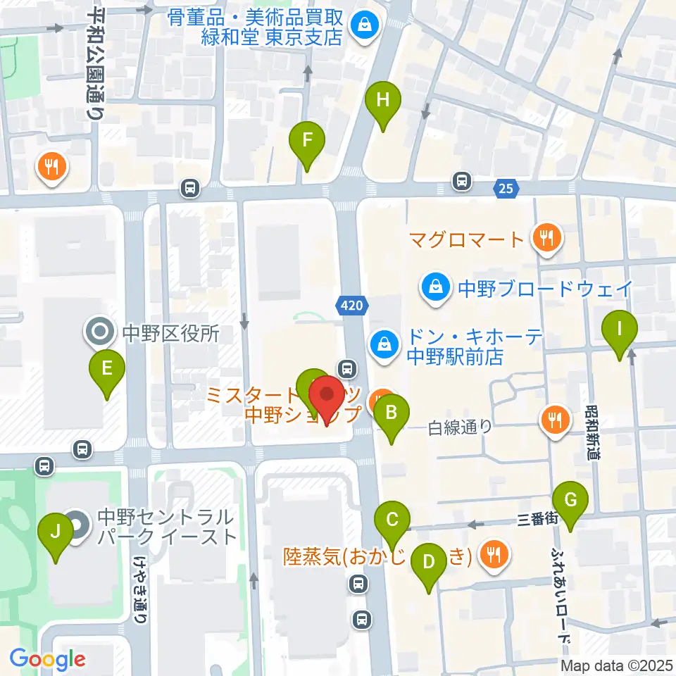 ディスクユニオン中野店周辺のコンビニエンスストア一覧地図
