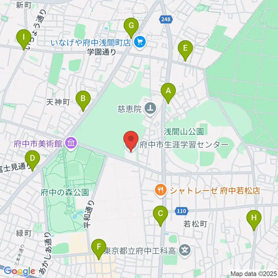 府中市生涯学習センター周辺のコンビニエンスストア一覧地図