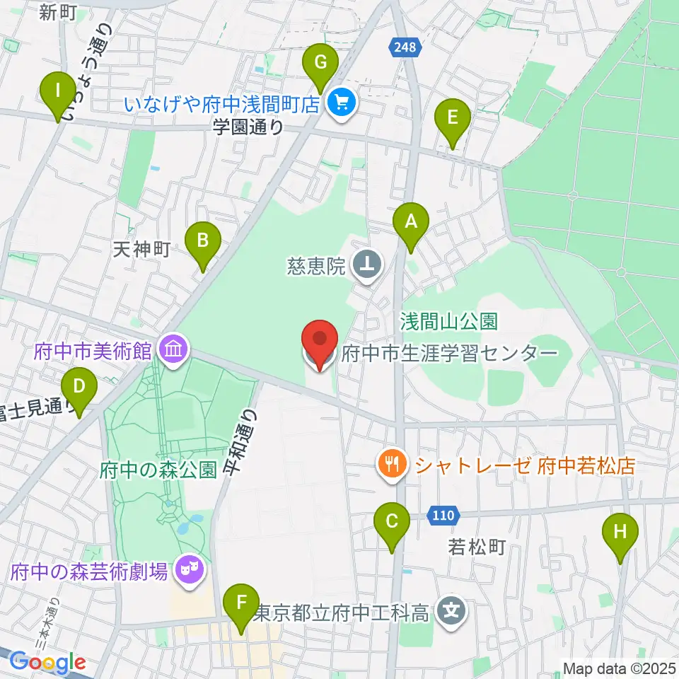 府中市生涯学習センター周辺のコンビニエンスストア一覧地図