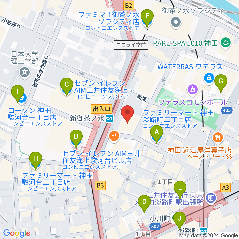 全電通労働会館周辺のコンビニエンスストア一覧地図