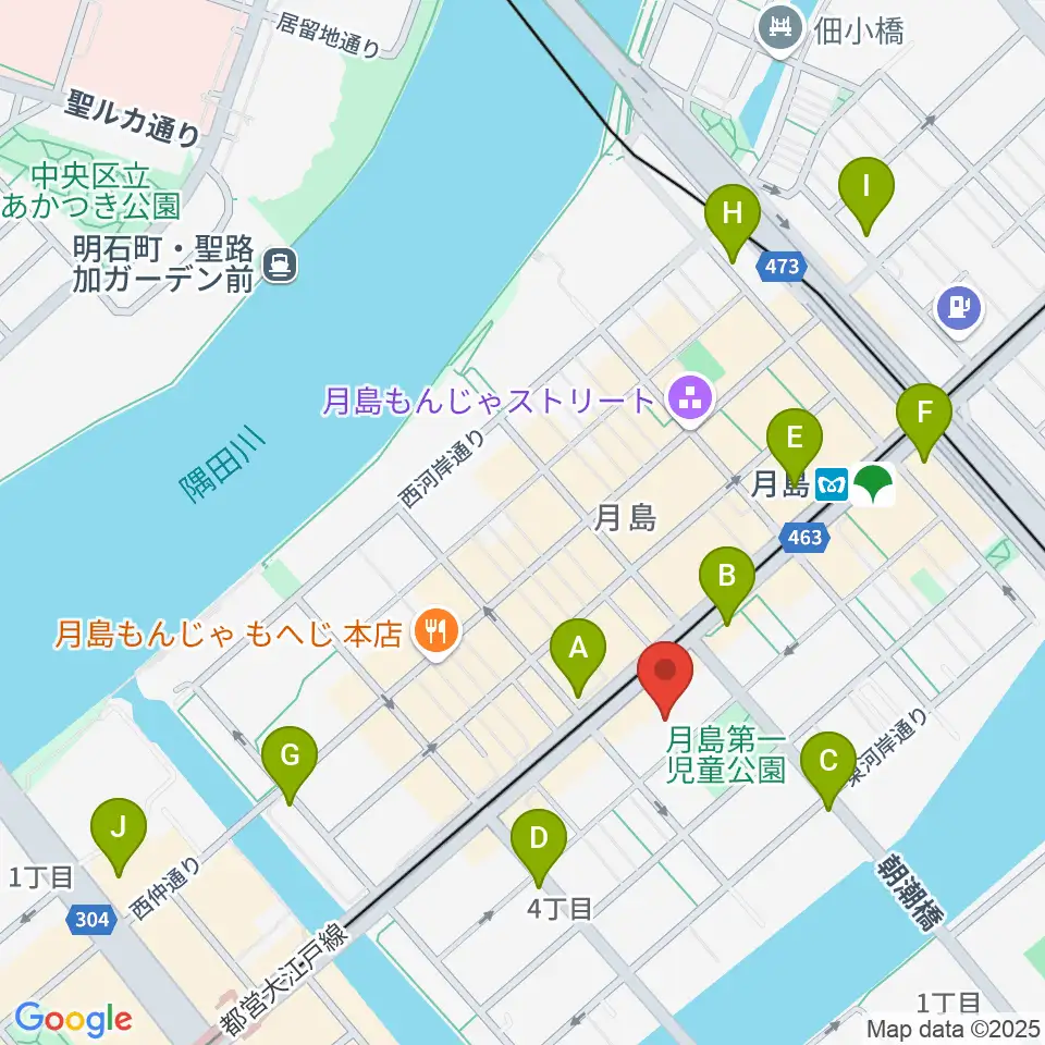 月島社会教育会館周辺のコンビニエンスストア一覧地図
