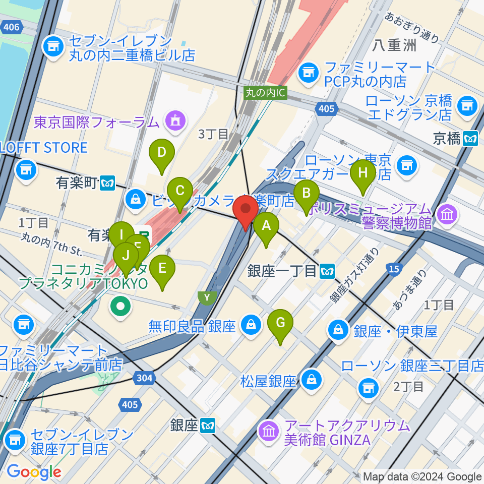 銀座Swing周辺のコンビニエンスストア一覧地図