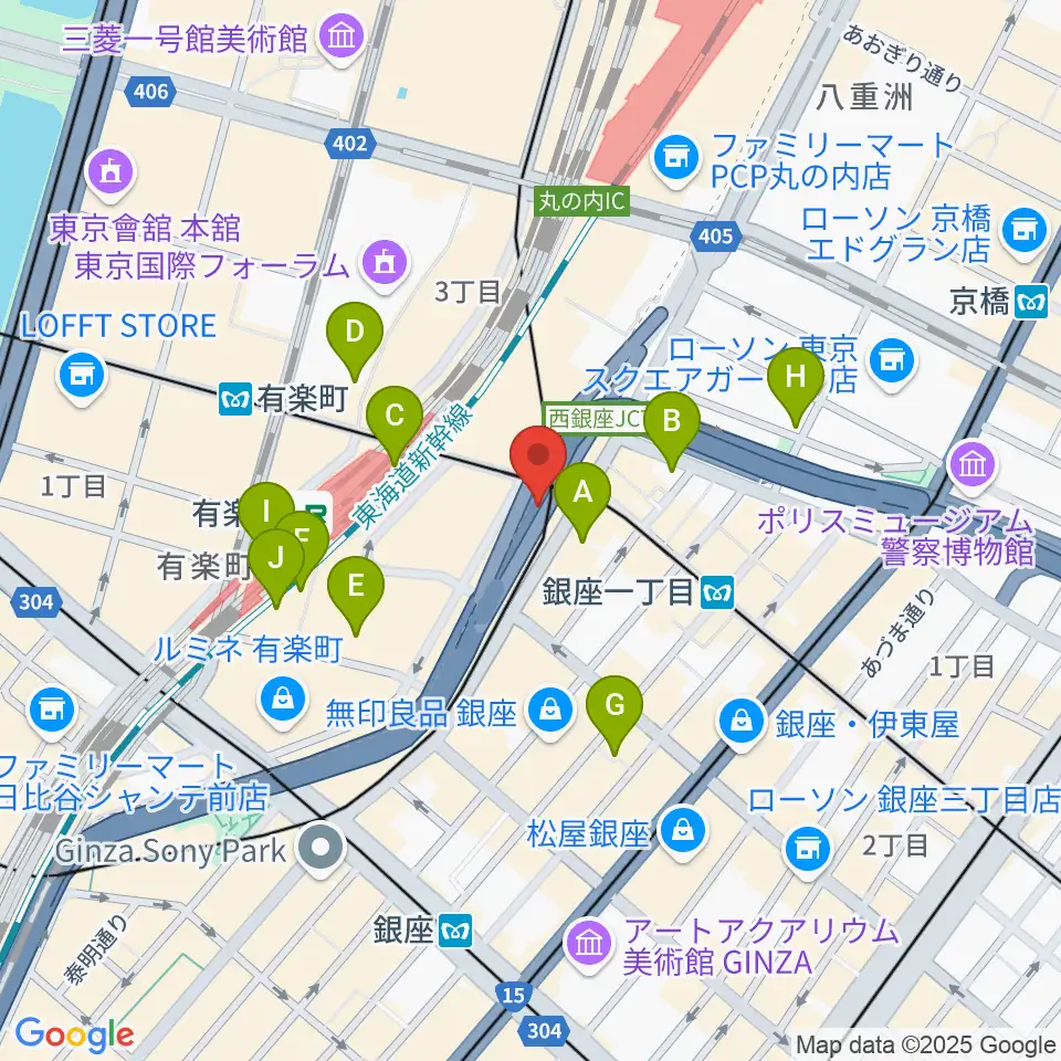 銀座Swing周辺のコンビニエンスストア一覧地図