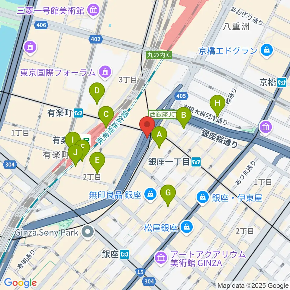 銀座Swing周辺のコンビニエンスストア一覧地図