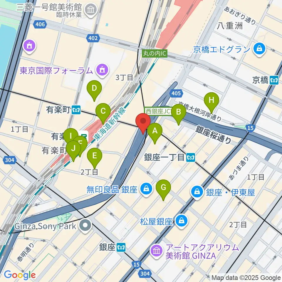 銀座Swing周辺のコンビニエンスストア一覧地図