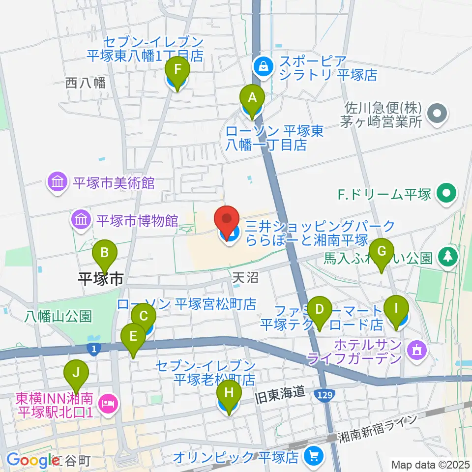 島村楽器 ららぽーと湘南平塚店周辺のコンビニエンスストア一覧地図