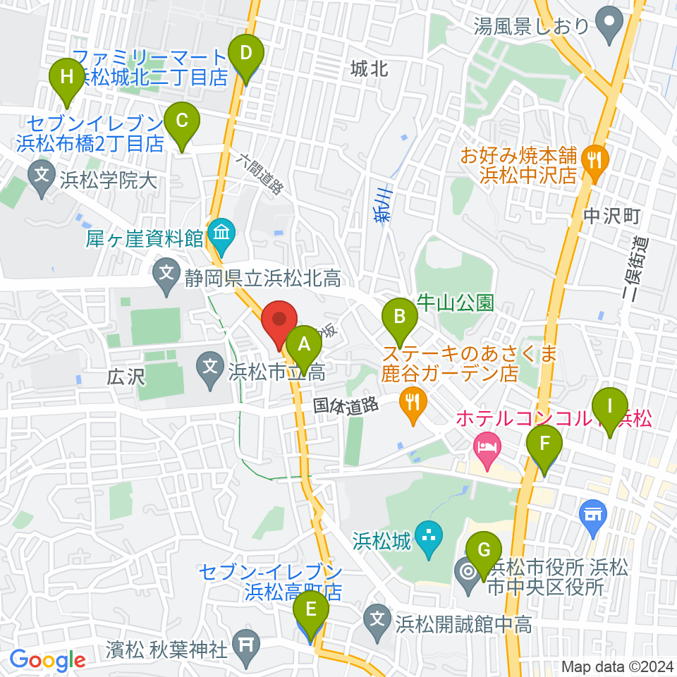 StudioBASIC周辺のコンビニエンスストア一覧地図