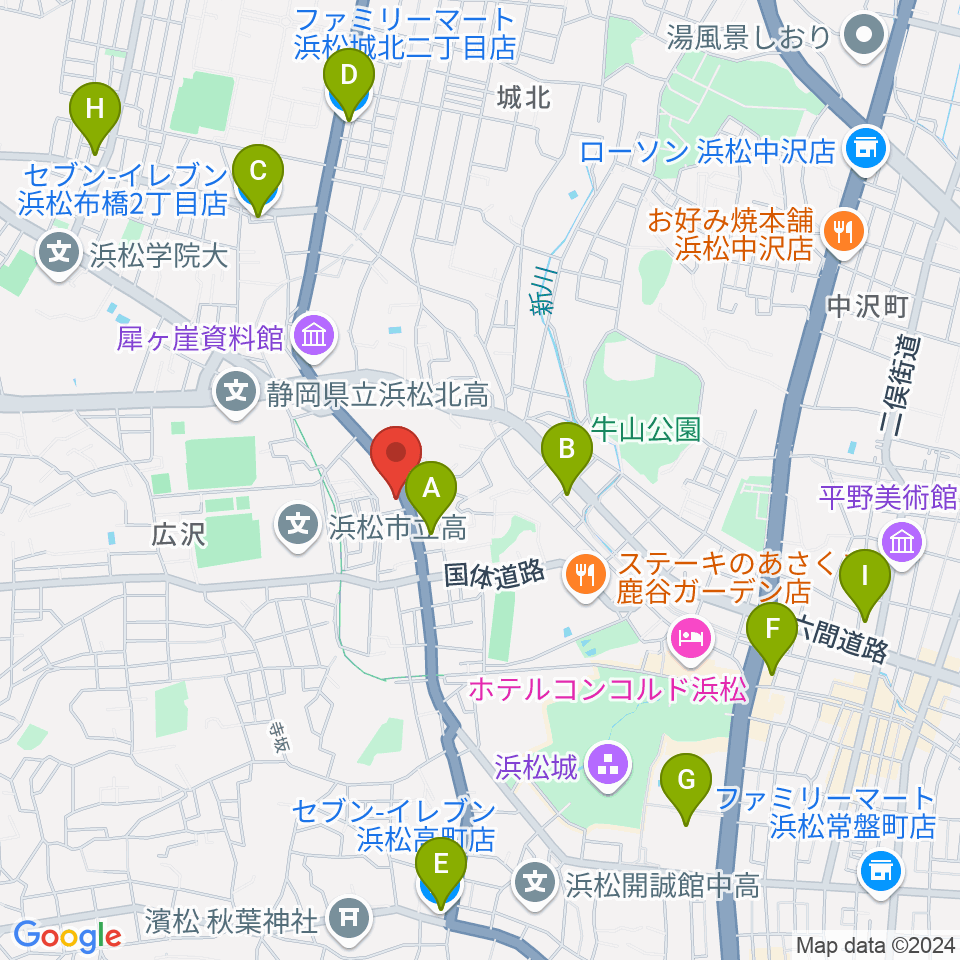 StudioBASIC周辺のコンビニエンスストア一覧地図