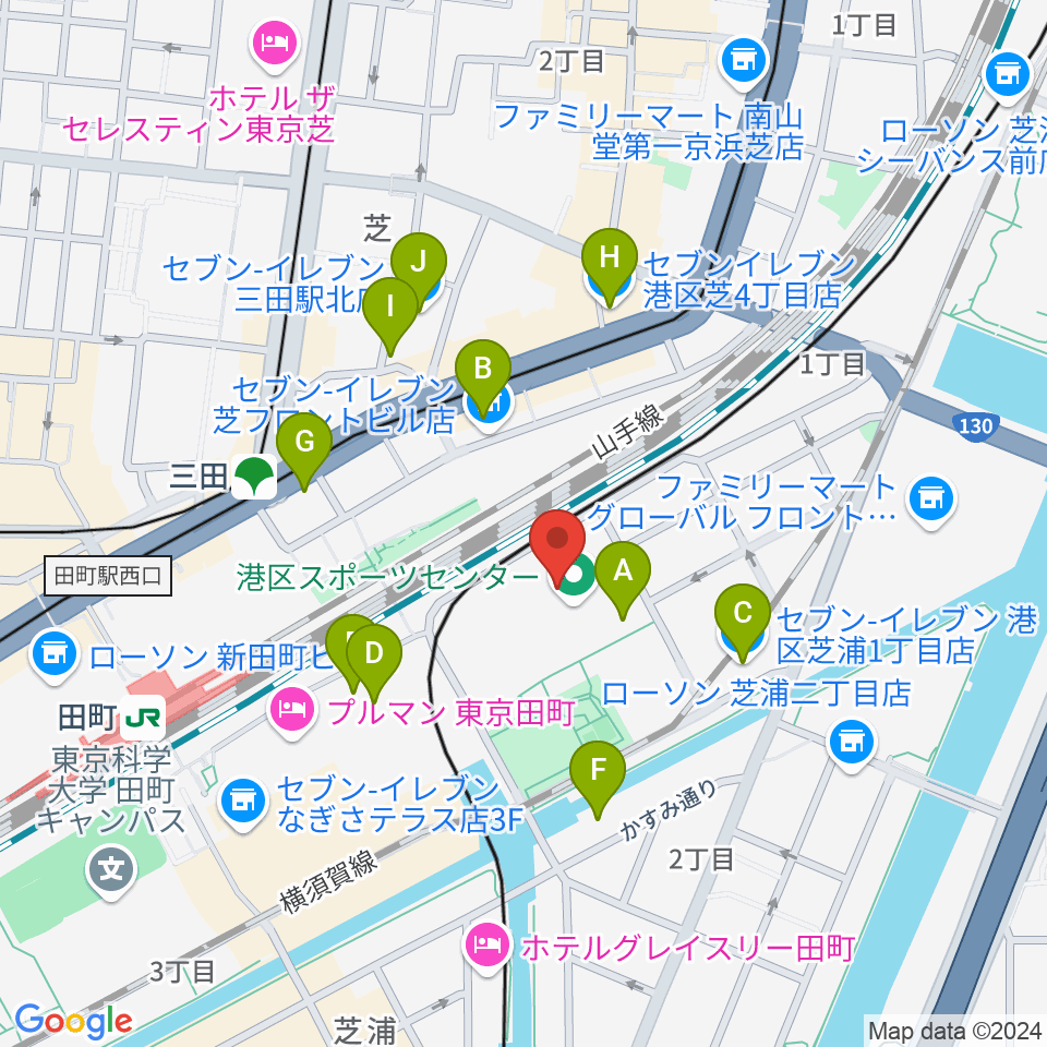 港区立男女平等参画センター リーブラ周辺のコンビニエンスストア一覧地図