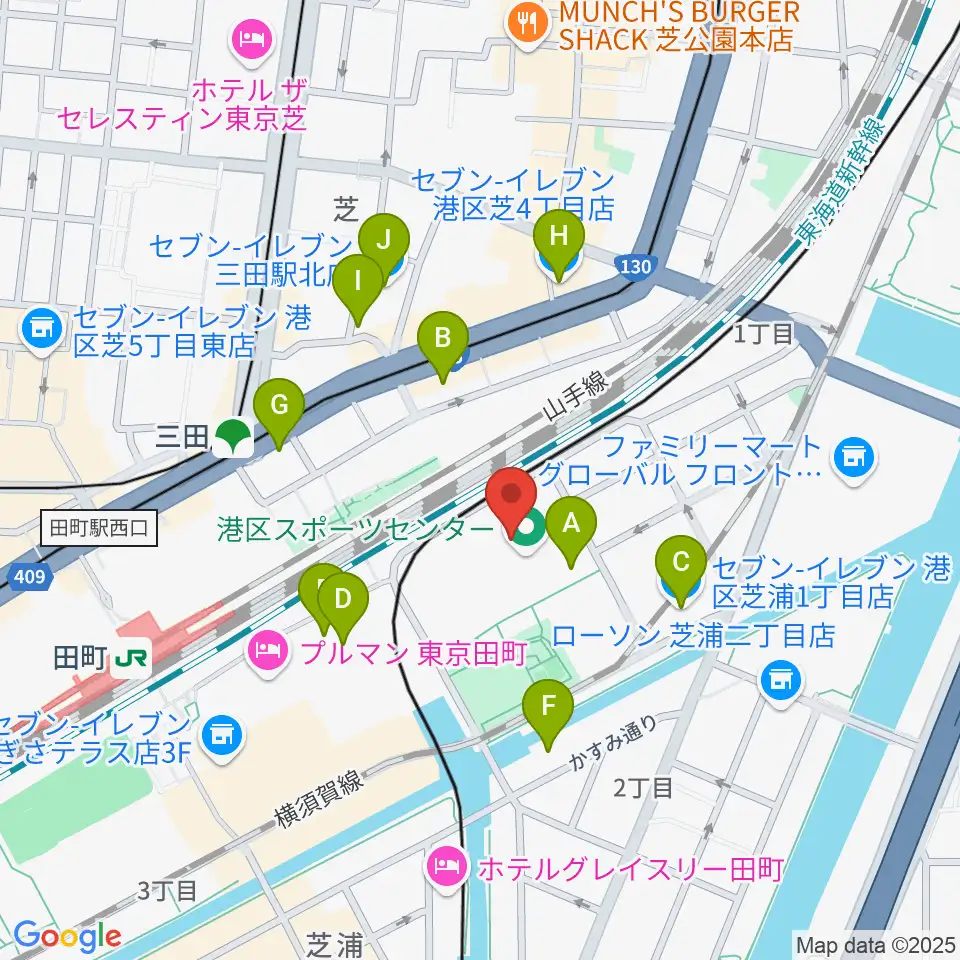 港区立男女平等参画センター リーブラ周辺のコンビニエンスストア一覧地図