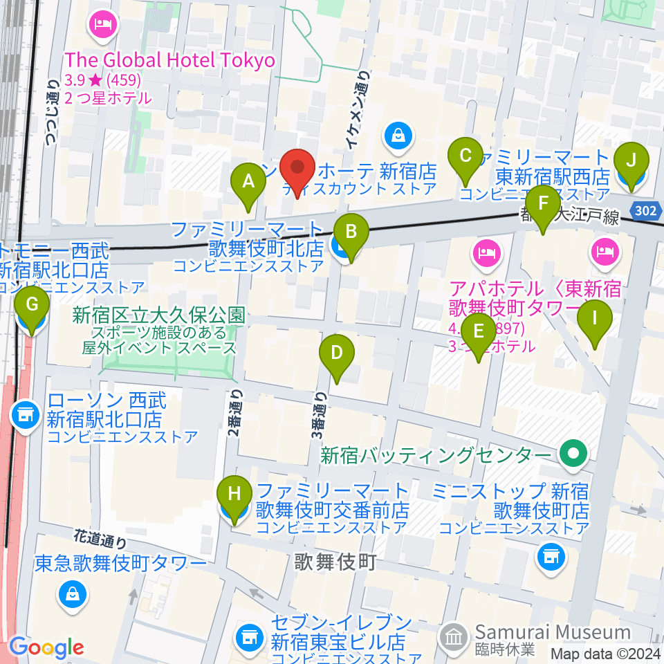 新宿SHOWBOX周辺のコンビニエンスストア一覧地図