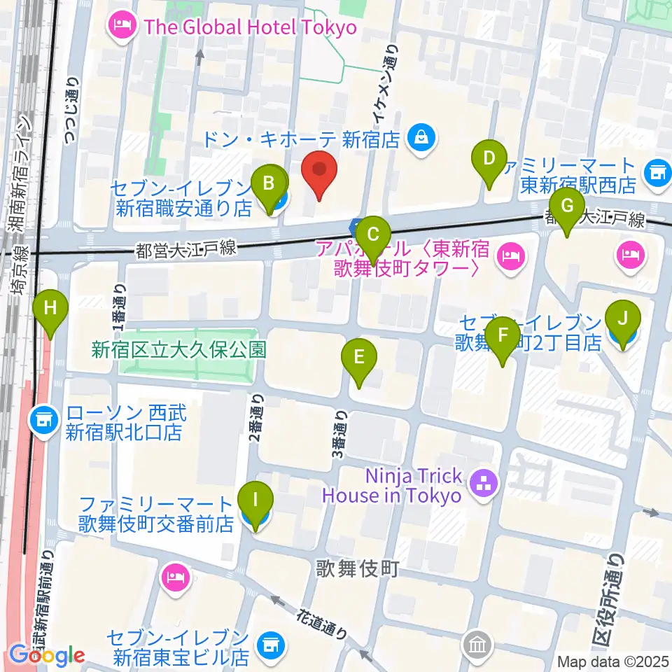 新宿SHOWBOX周辺のコンビニエンスストア一覧地図