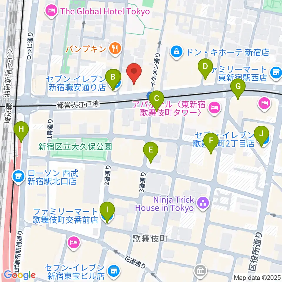 新宿SHOWBOX周辺のコンビニエンスストア一覧地図