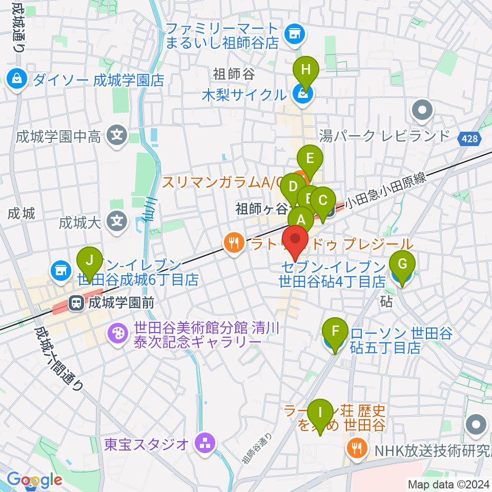 祖師谷大蔵エクレルシ周辺のコンビニエンスストア一覧地図