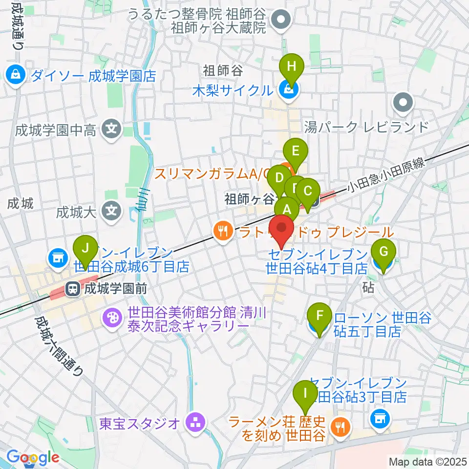 祖師谷大蔵エクレルシ周辺のコンビニエンスストア一覧地図