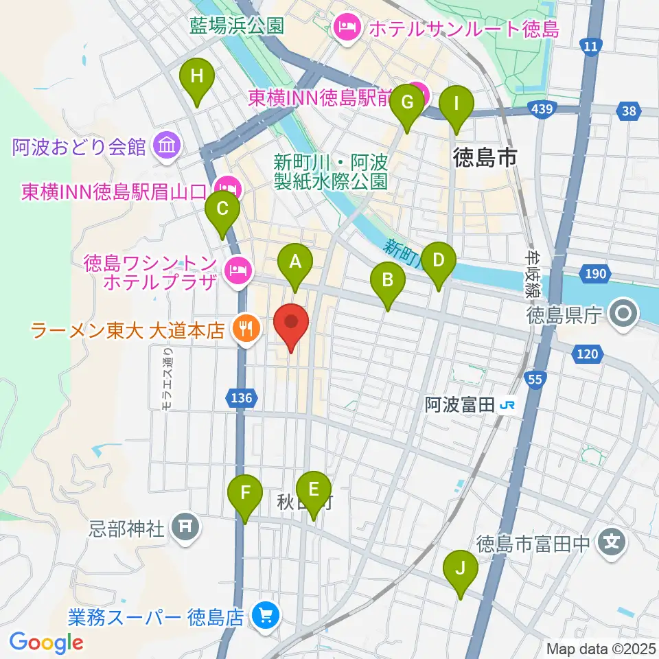 徳島HOT ROD周辺のコンビニエンスストア一覧地図