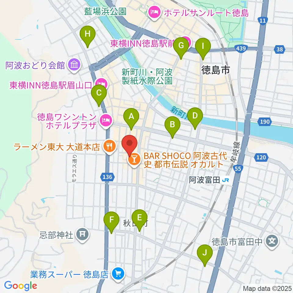 徳島HOT ROD周辺のコンビニエンスストア一覧地図