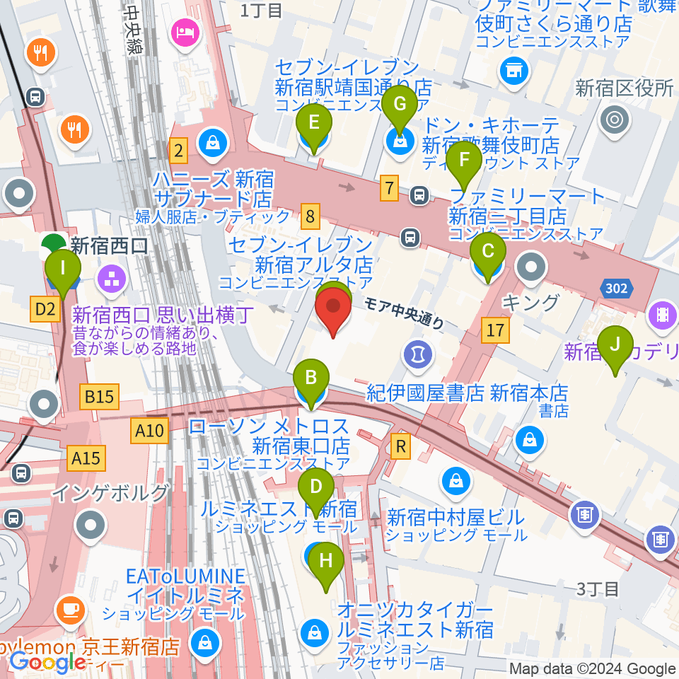 KeyStudio周辺のコンビニエンスストア一覧地図