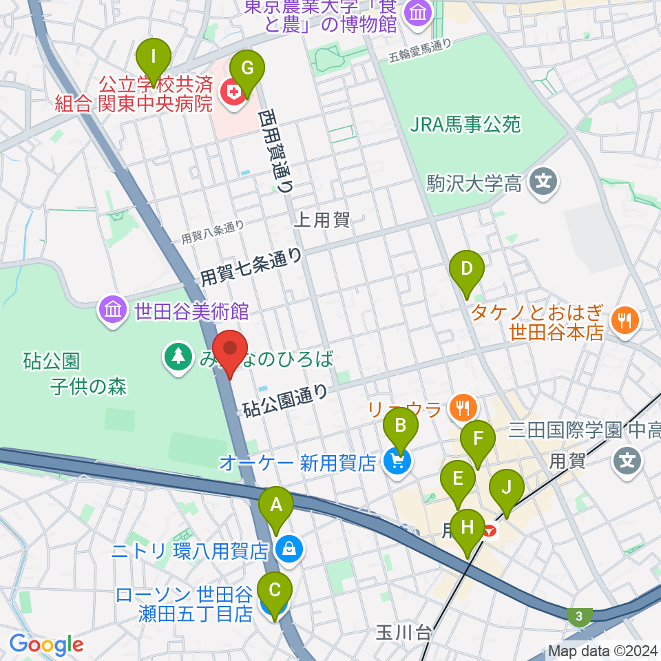 上用賀アートホール周辺のコンビニエンスストア一覧地図