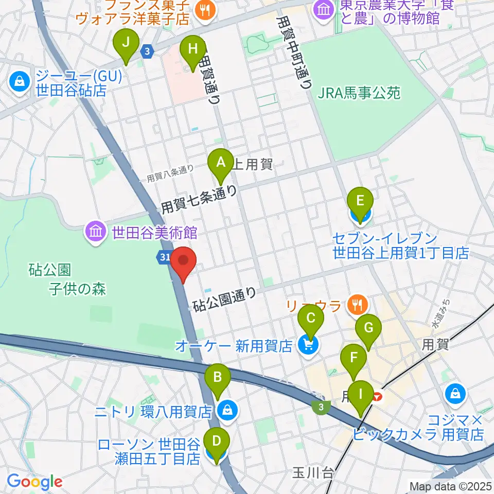 上用賀アートホール周辺のコンビニエンスストア一覧地図